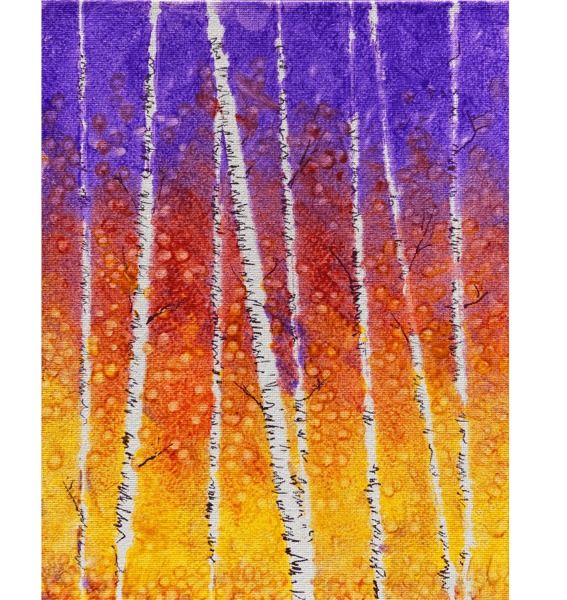 Birch Tree Resist Painting