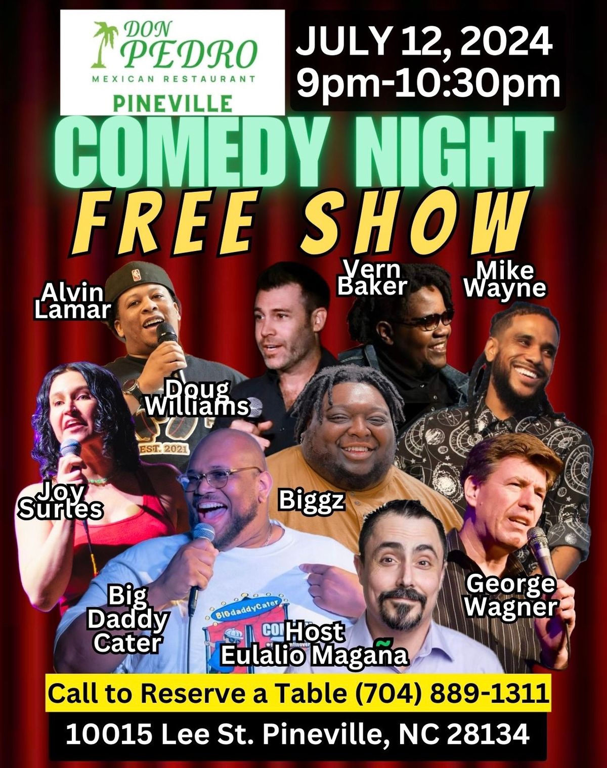 FREE Comedy Show at Don Pedro Pineville NC