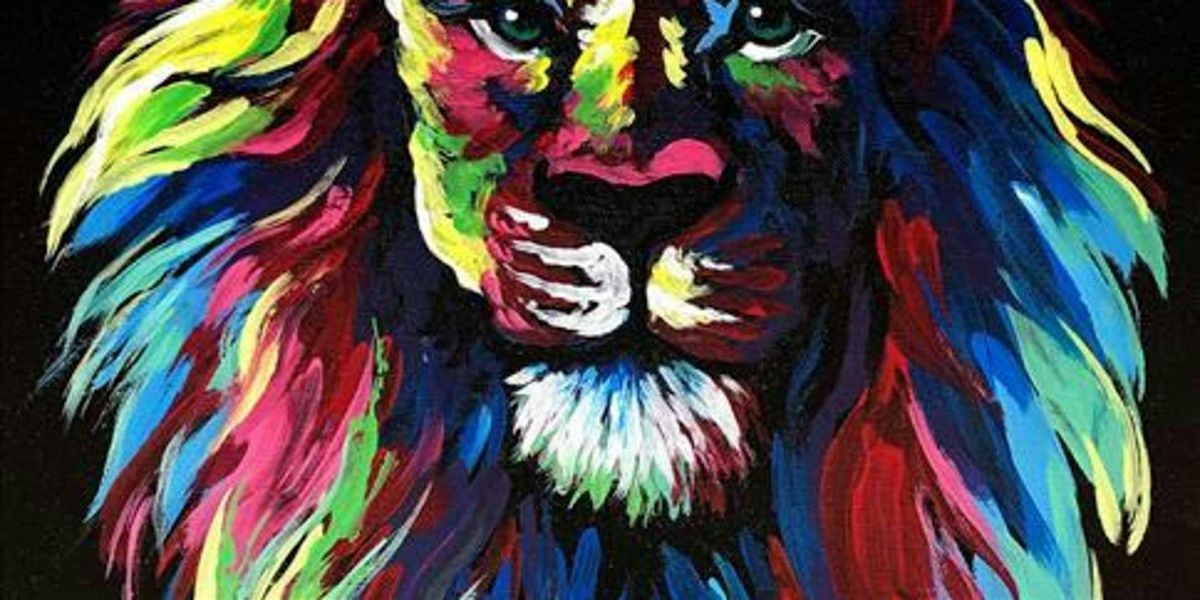 Vibrant Lion Painting - Paint and Sip by Classpop!\u2122