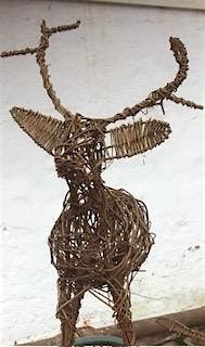 Willow Reindeer using an open weave method