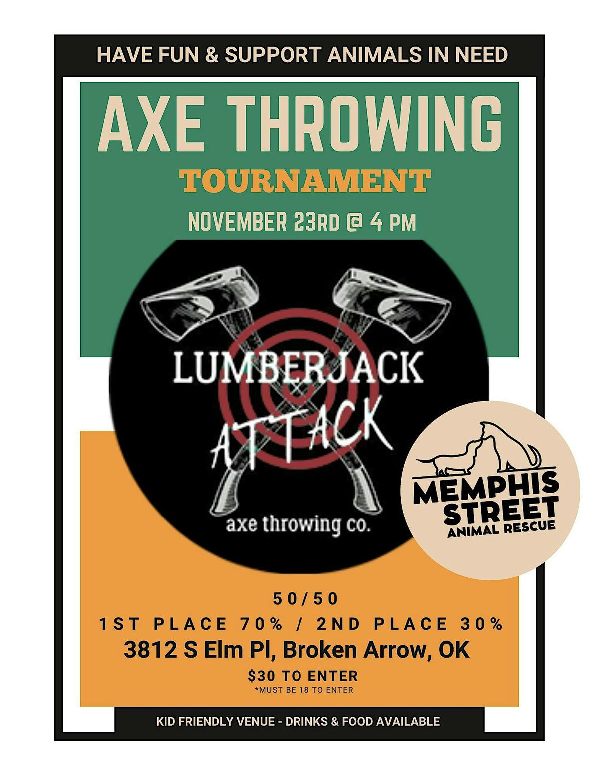 Axe Throwing Tournament benefitting Memphis Street Animal Rescue