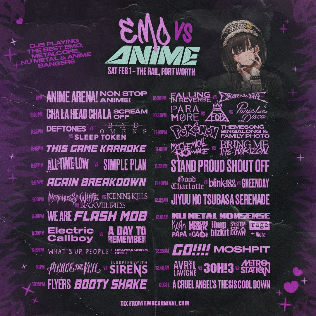 EMO VS ANIME - EMO NIGHT FORT WORTH - FEBRUARY 2025