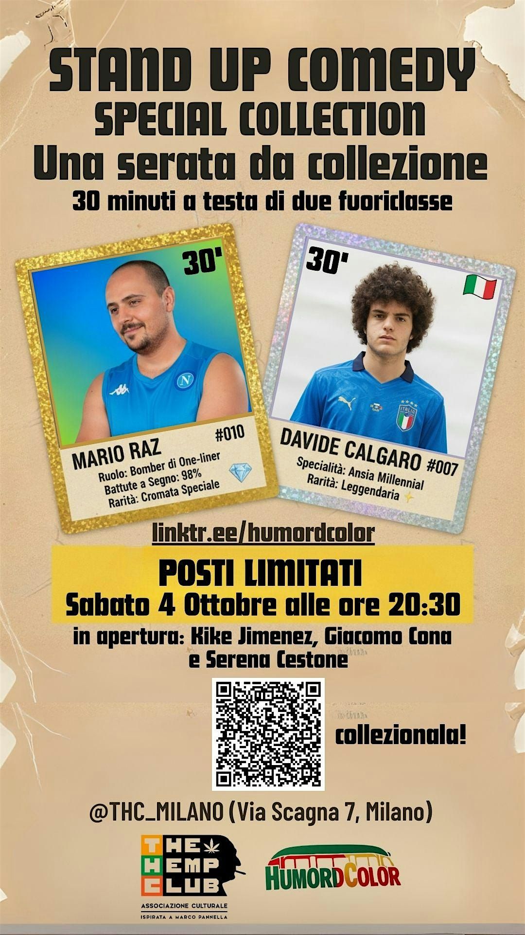 STAND UP COMEDY MARIO RAZ-DAVIDE CALGARO al The Hemp Club Sabato 4 Ottobre