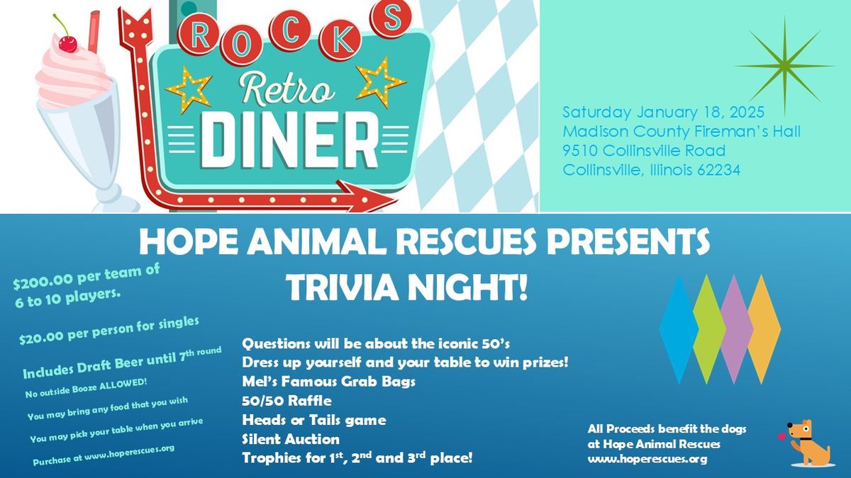 Hope Animal Rescues Presents Iconic 50's Trivia