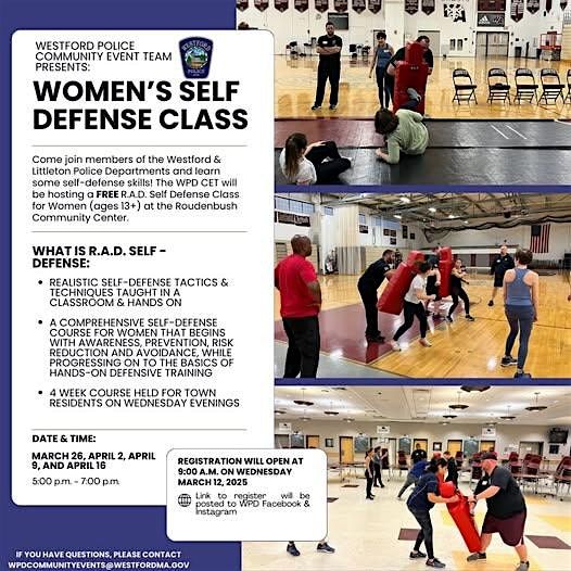 Westford Police Department Women's Self Defense Class (4 Weeks )