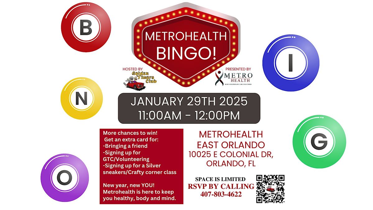 Free Senior  65+ BINGO! at Metro Health of East Orlando