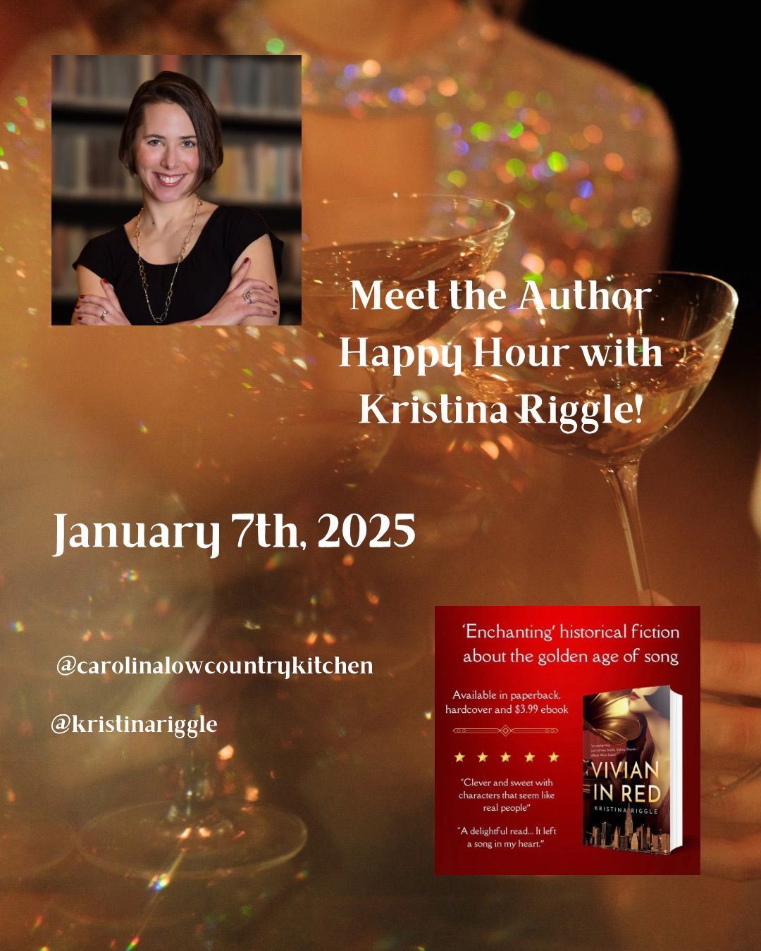 Meet the Author Happy Hour with guest bartender Kristina Riggle!