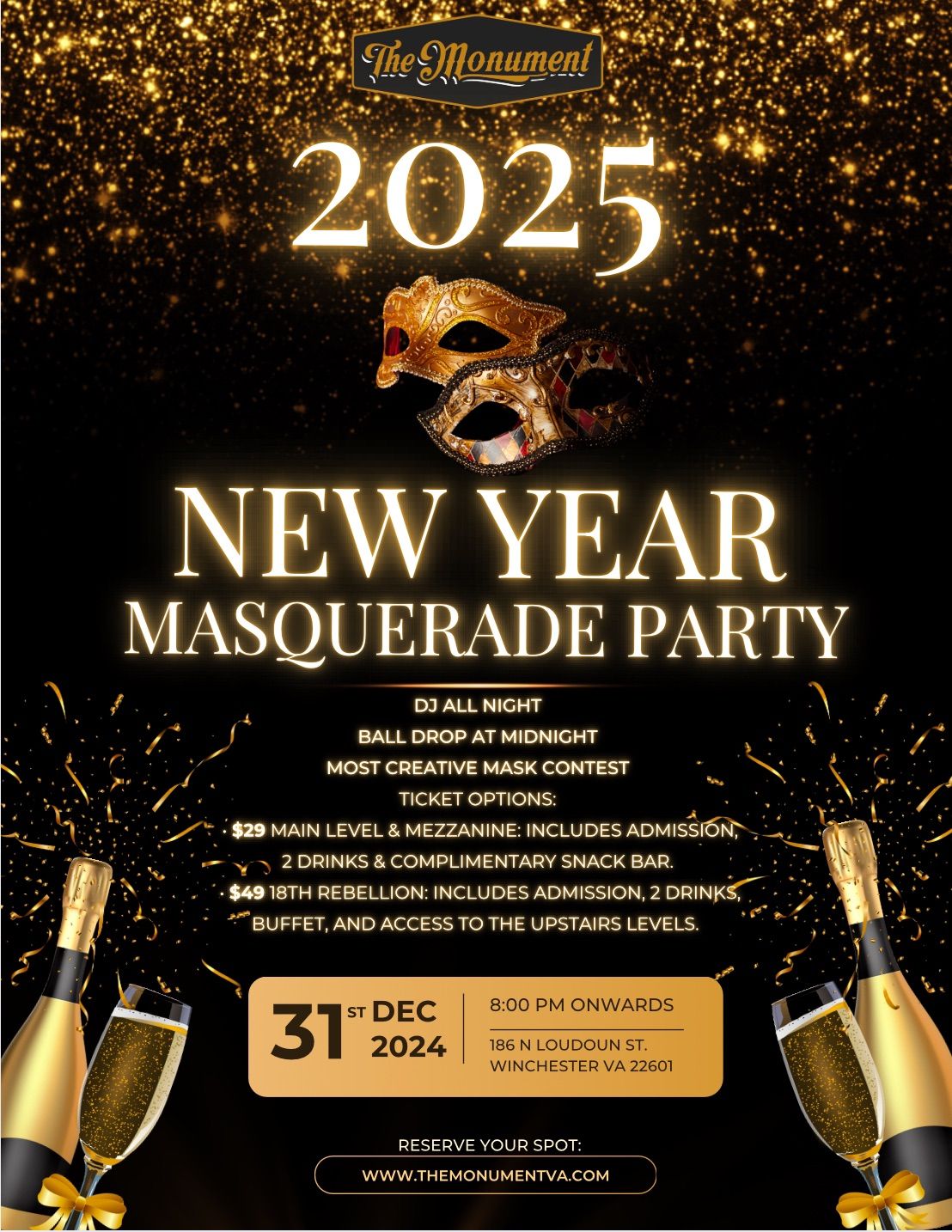 NEW YEAR MASQUERADE PARTY AT THE MONUMENT