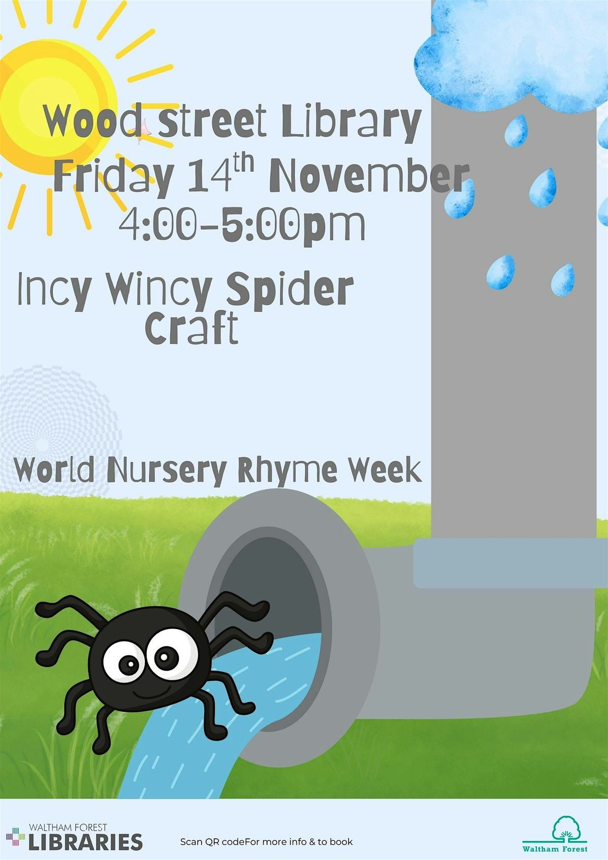 World Nursery Rhyme Week Incy Wincy Spider Craft@ Wood Street Library