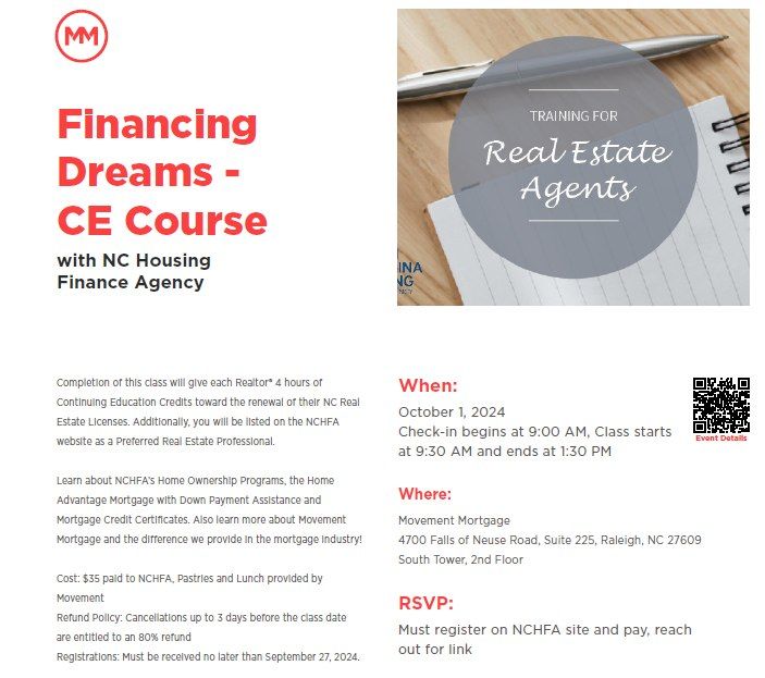 Financing Dreams - CE Course with NC Housing Finance Agency