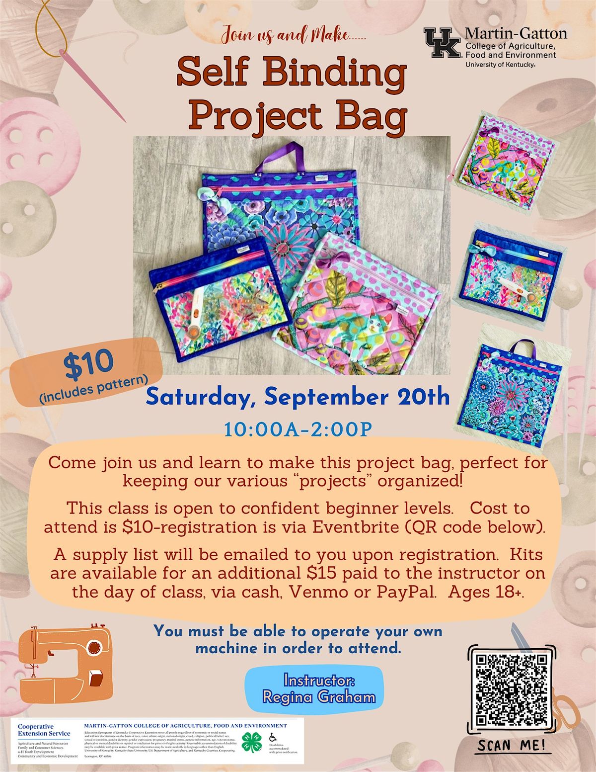 Self Binding Project Bag