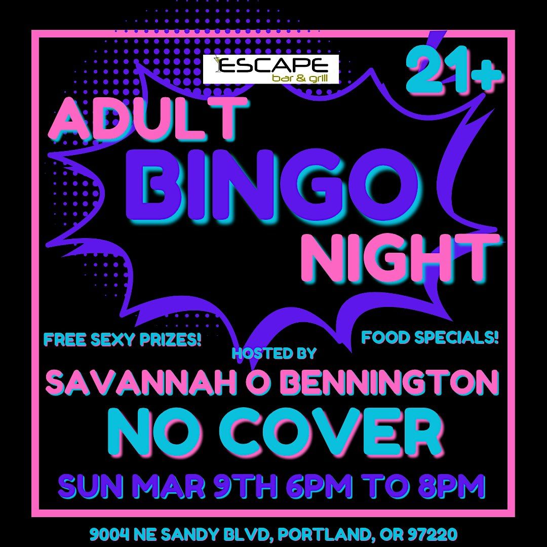 Adult BINGO Night At Escape Bar & Grill