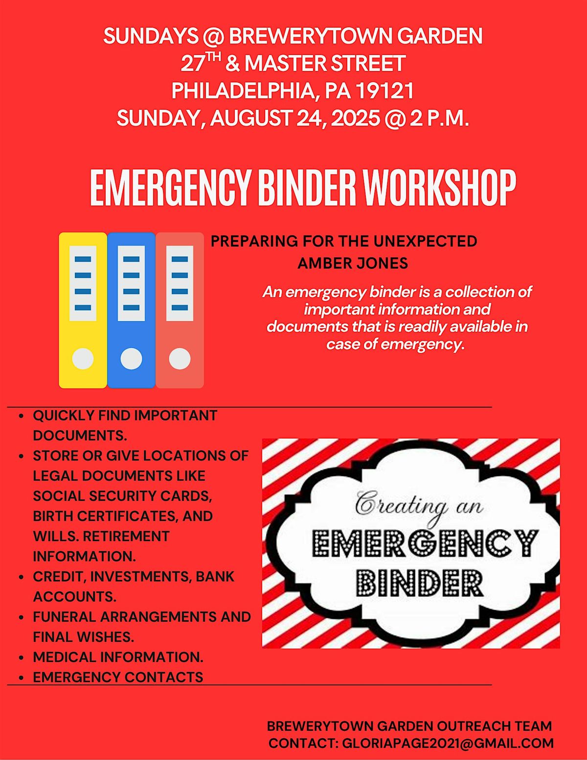 EMERGENCY BINDER WORKSHOP