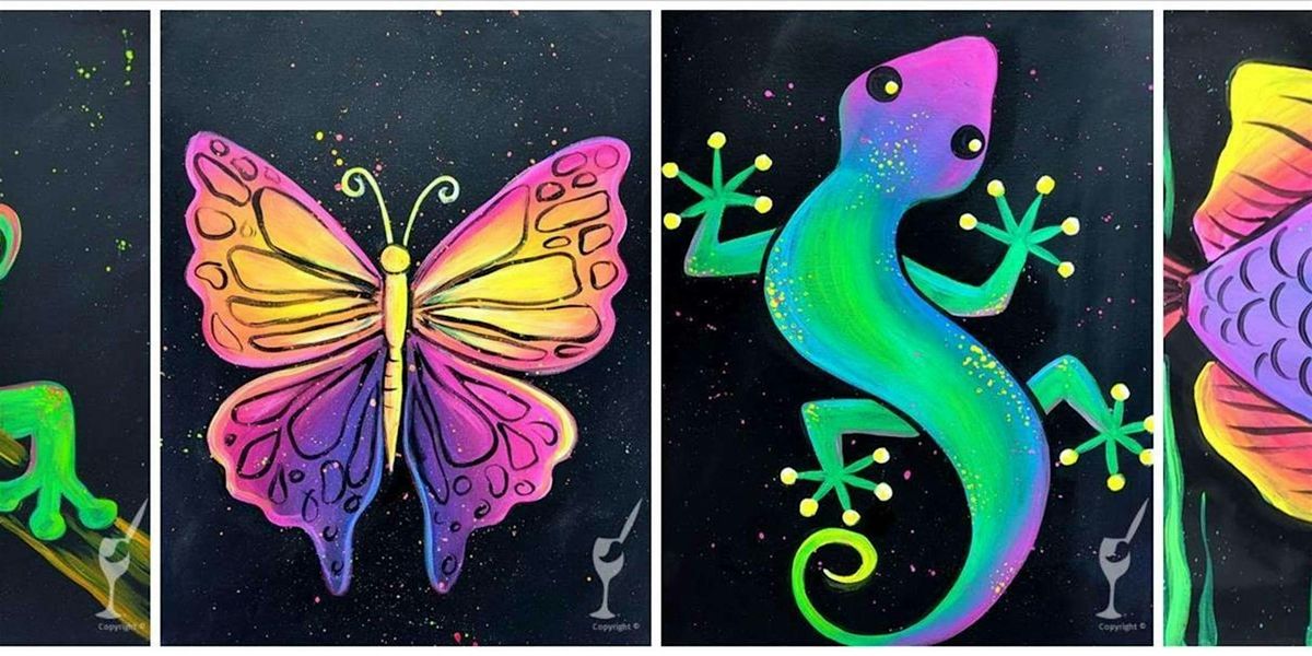 Blacklight Glow Animals - Paint and Sip by Classpop!\u2122