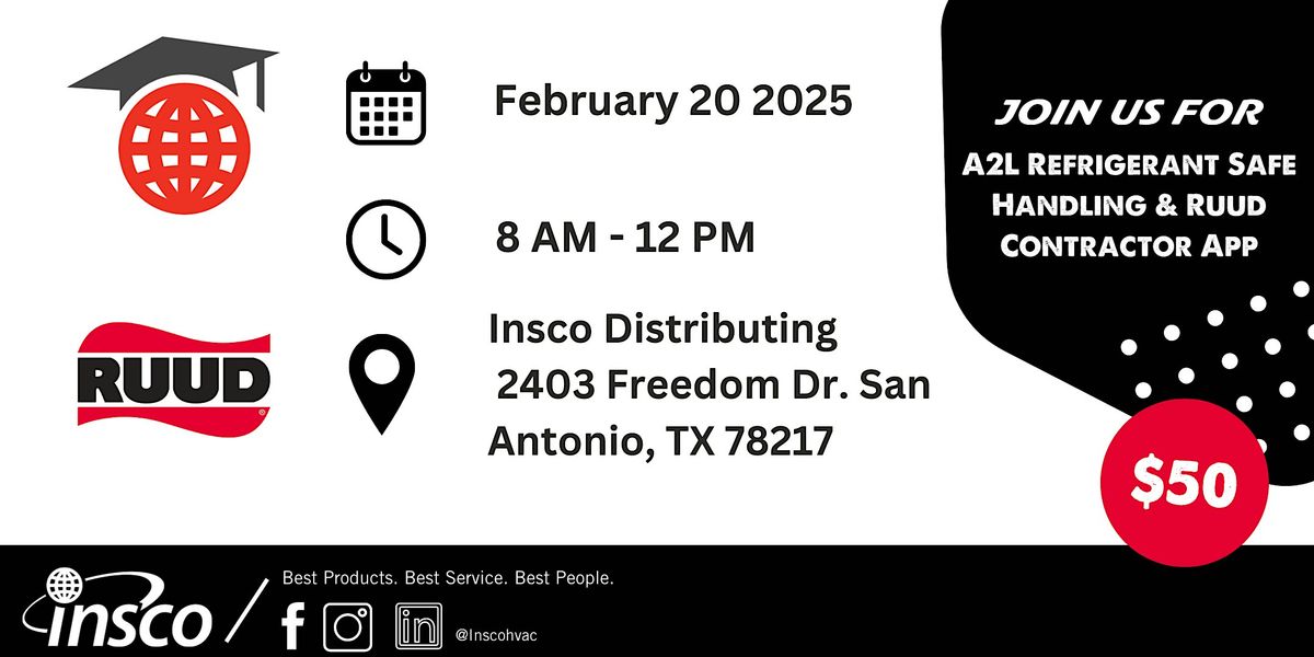 A2L Refrigerant Safe Handling  & Ruud Contractor App - San Antonio