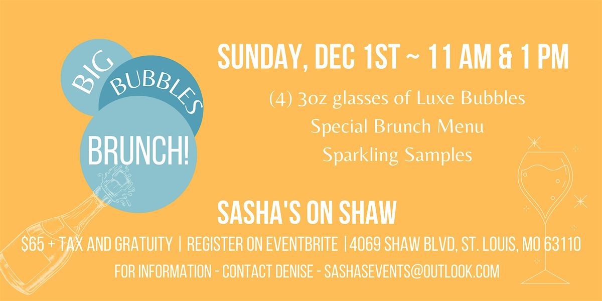 Big Bubbles Brunch @ Sasha's Wine Bar on Shaw (Champagne Brunch!) $65