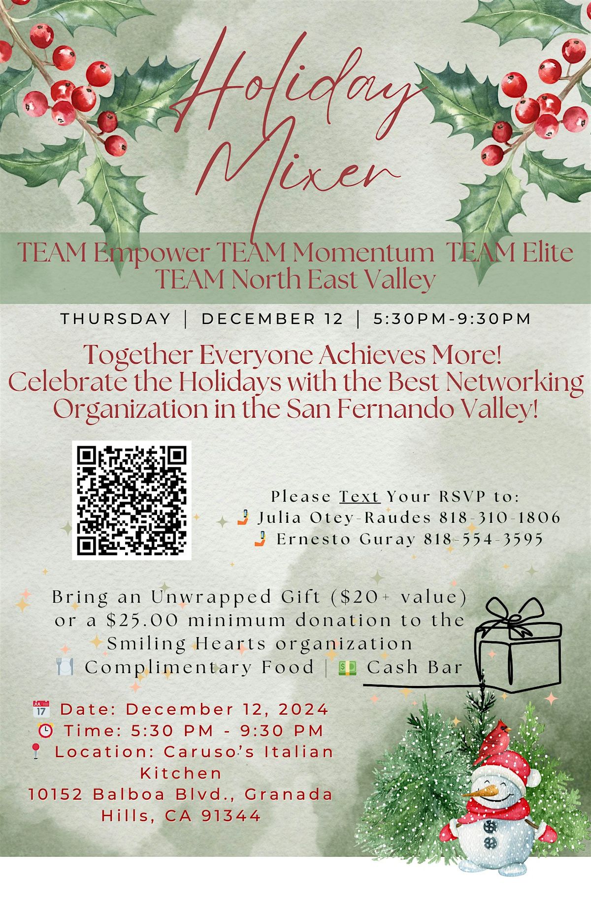 Holiday Mixer: TEAM Empower, Momentum, Elite & North East Valley Chapter