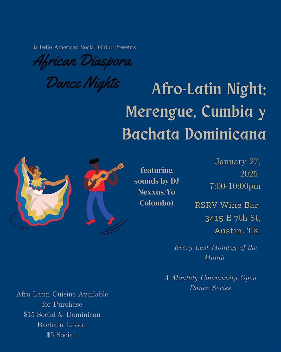 Afro-Latin Night : Salsa,  Merengue, Cumbia & Dominican Bachata