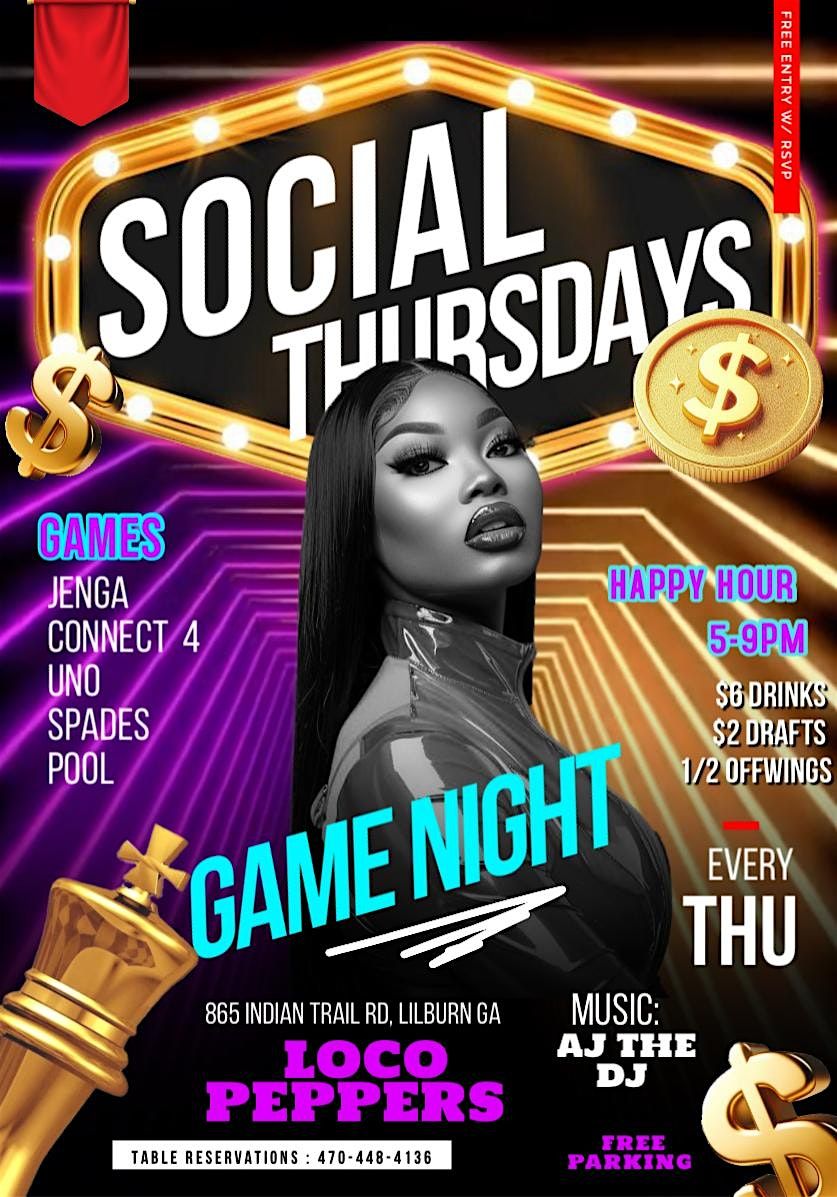 Social Thursdays : ADULT GAME NIGHT FIESTA