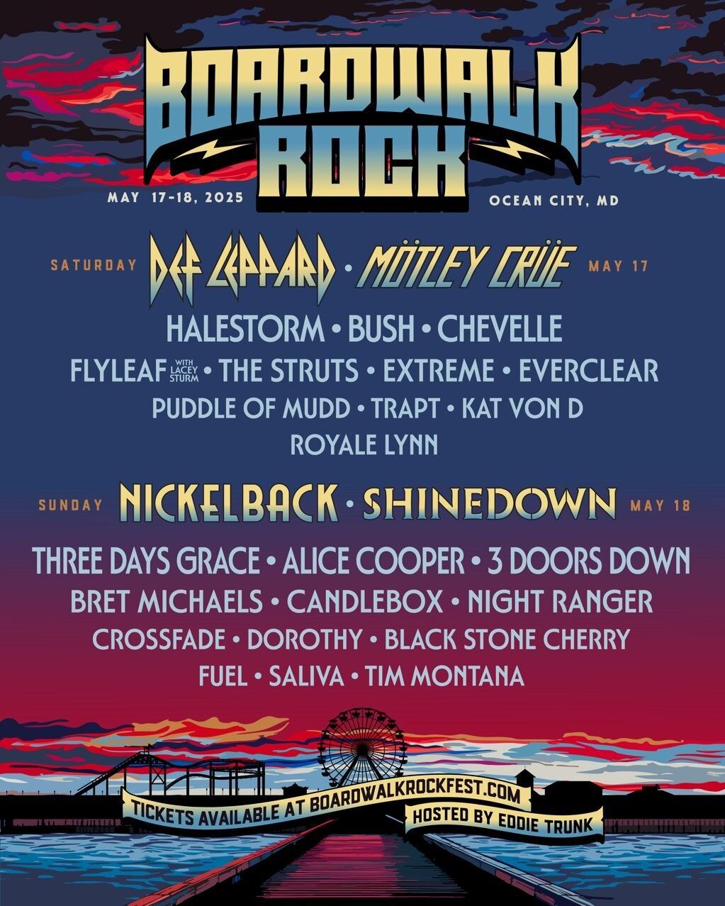 Boardwalk Rock Fest: Def Leppard  Motley Crue  Nickelback & Shinedown - 2 Day Pass