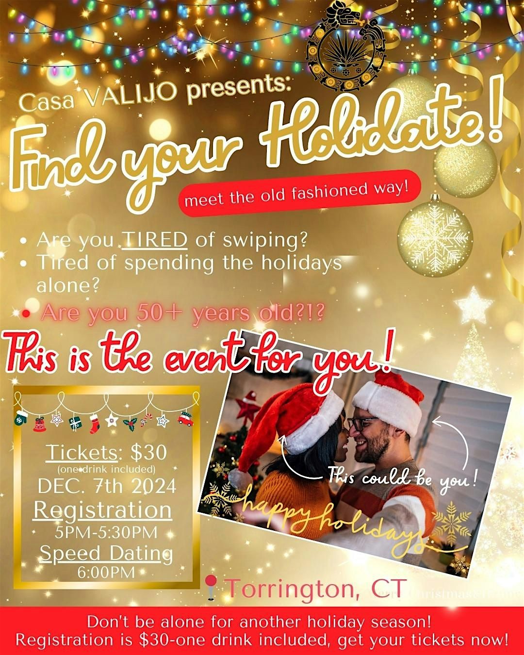 Find your HOLIDATE! 50+ Speed dating event by Casa VALIJO