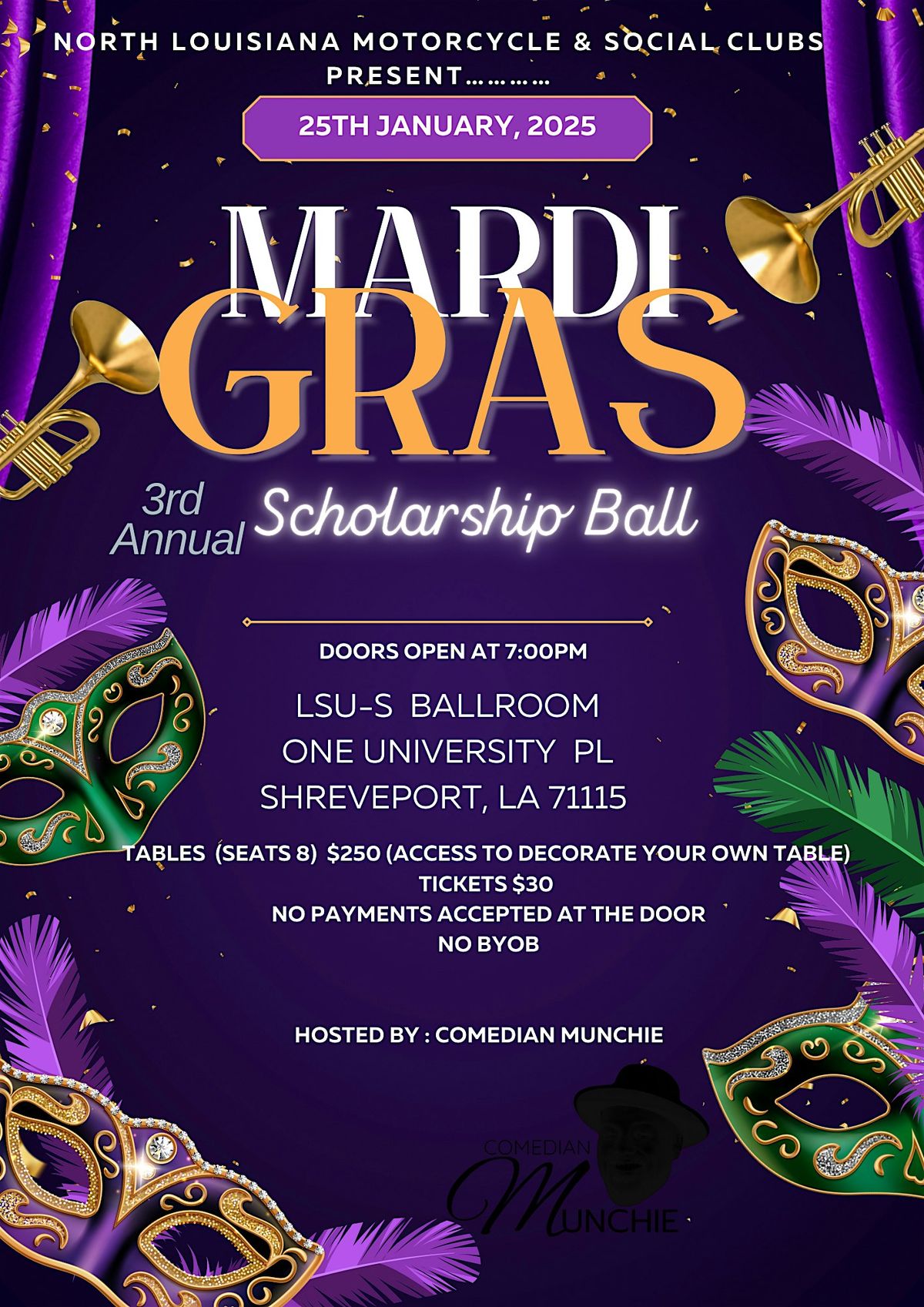 North La. Motorcycle & Social Clubs 3rd Annual Mardi Gras Scholarship Ball