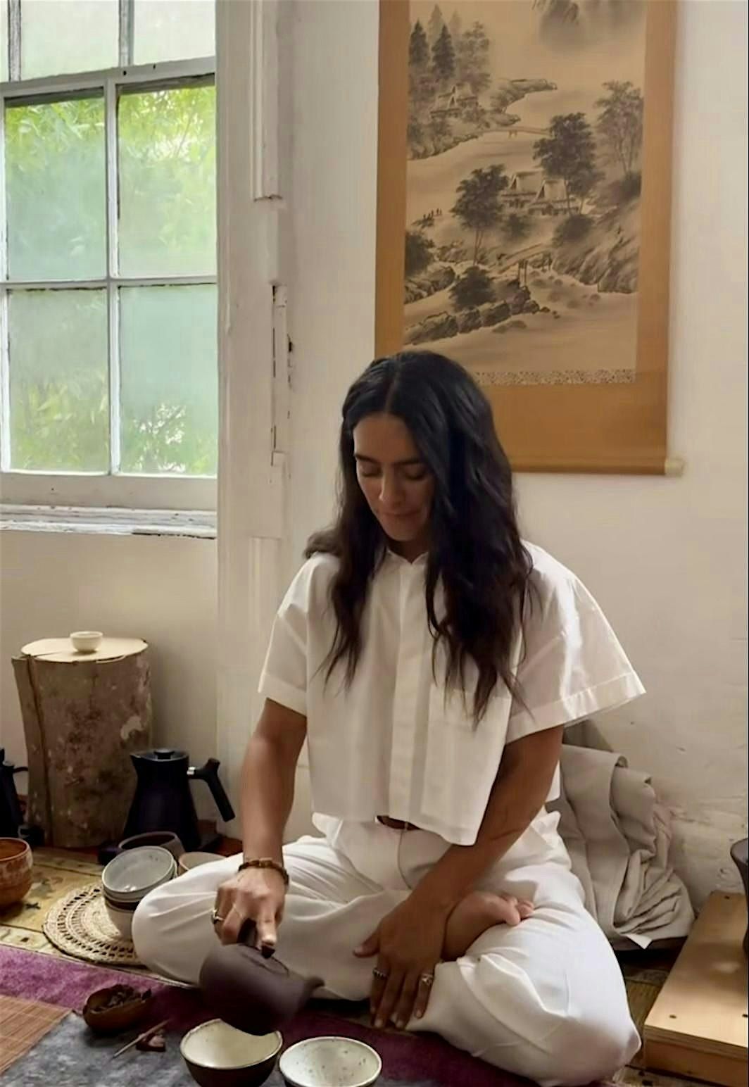 Silent tea ceremony and meditation