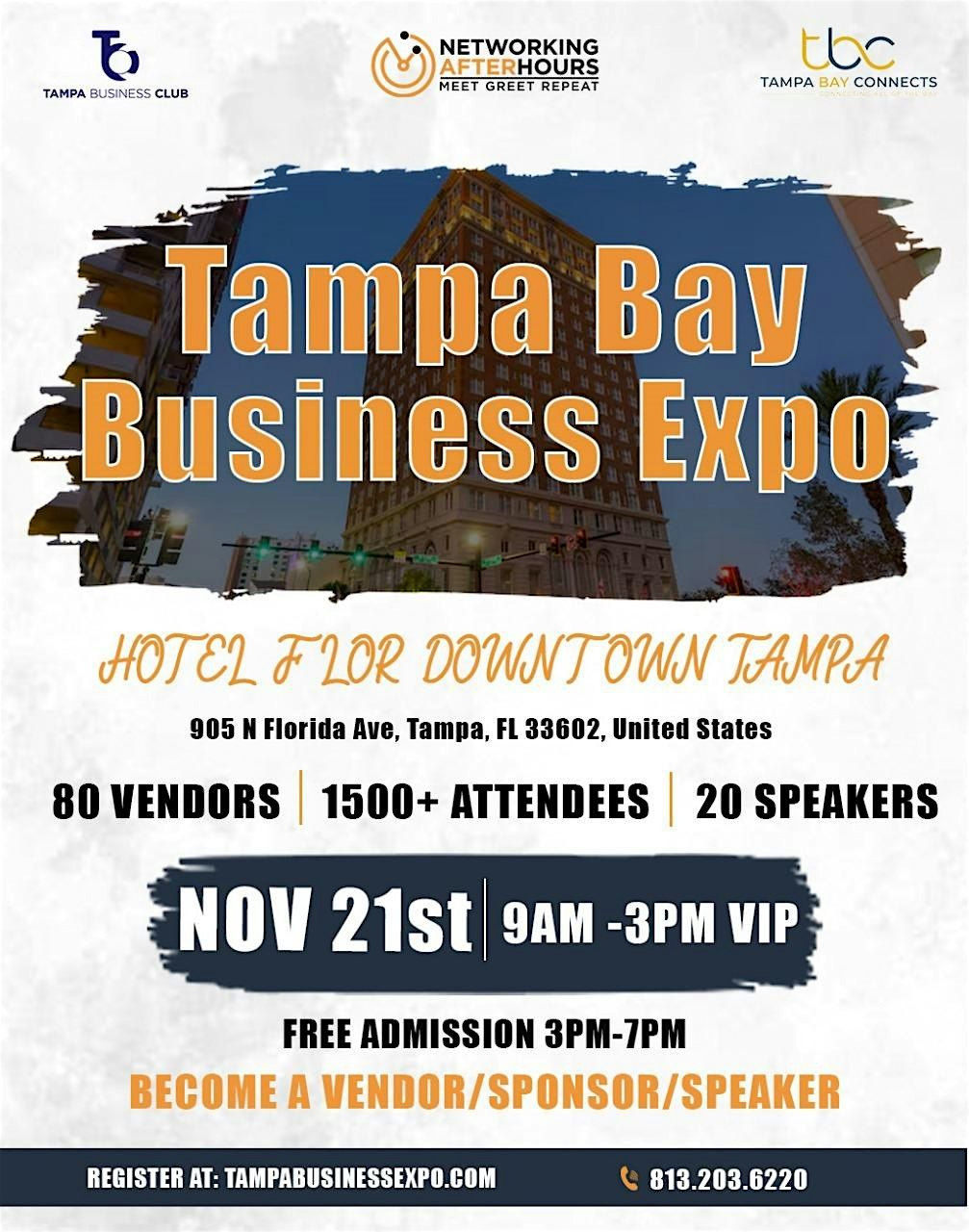 7th Annual Tampa Bay Business Expo.  FREE 3PM-7PM. 2000+ ATTENDEES