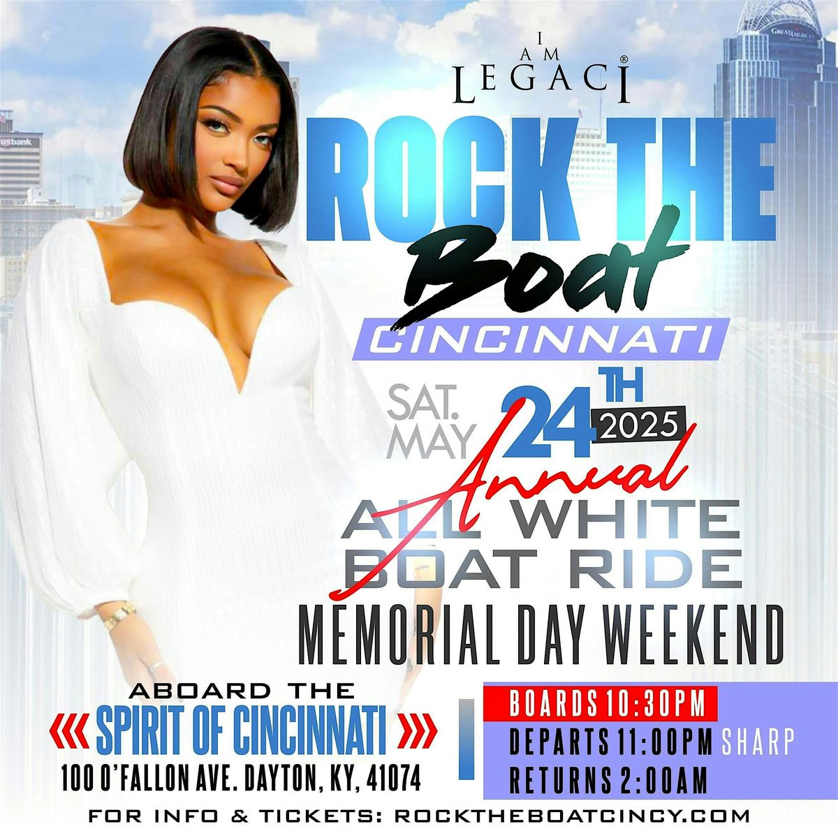 ROCK THE BOAT CINCINNATI ALL WHITE BOAT RIDE MEMORIAL DAY WEEKEND 2025