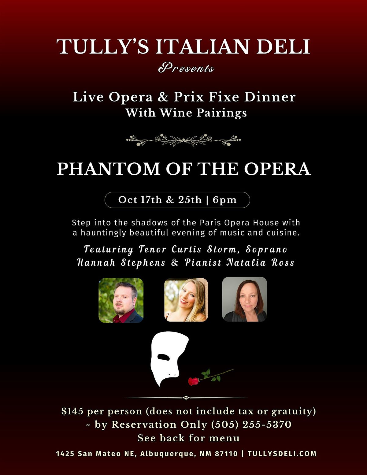 Phantom of the Opera - Live Opera Dinner with Wine