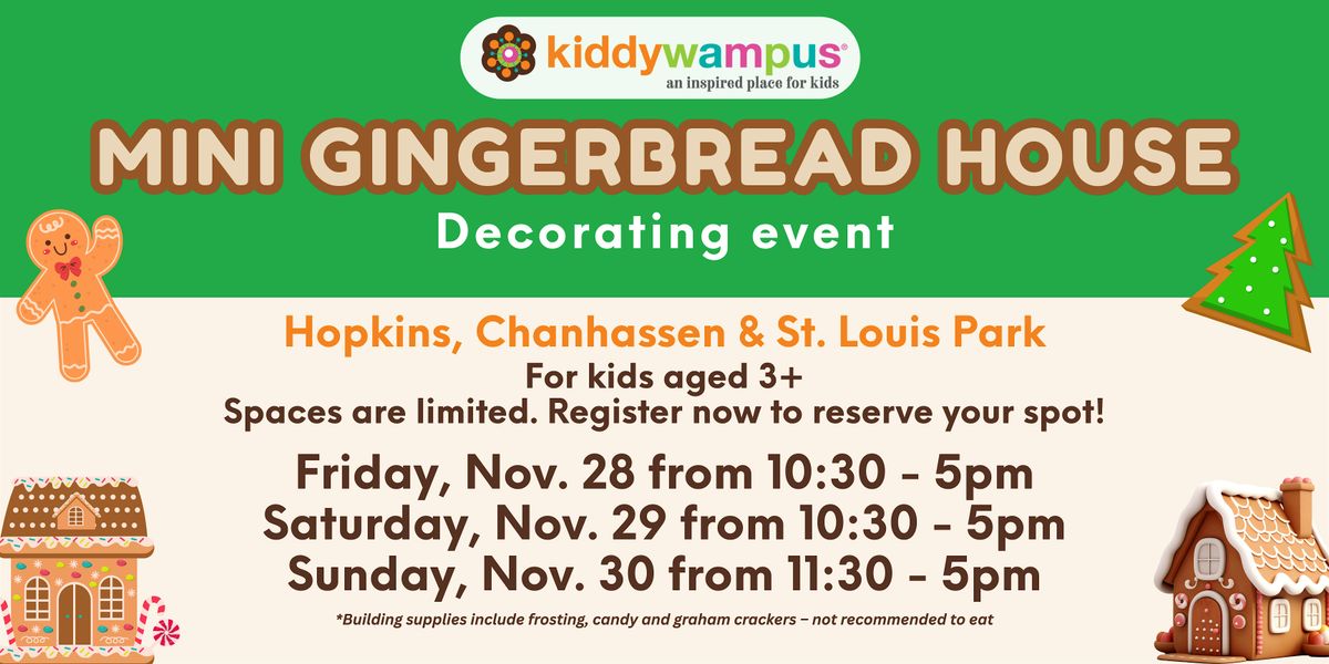 Mini Gingerbread House Decorating at kiddywampus! - St. Louis Park