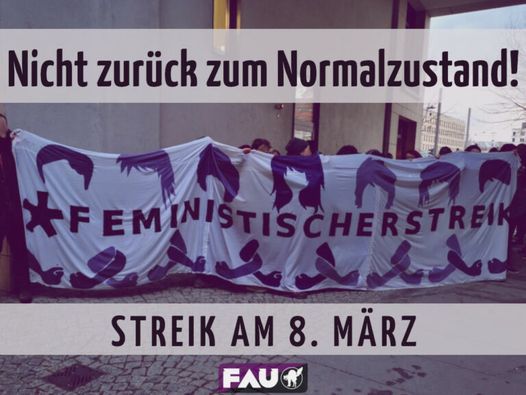 Feministischer Streikposten Dresden Konigsufer 8 March 2021