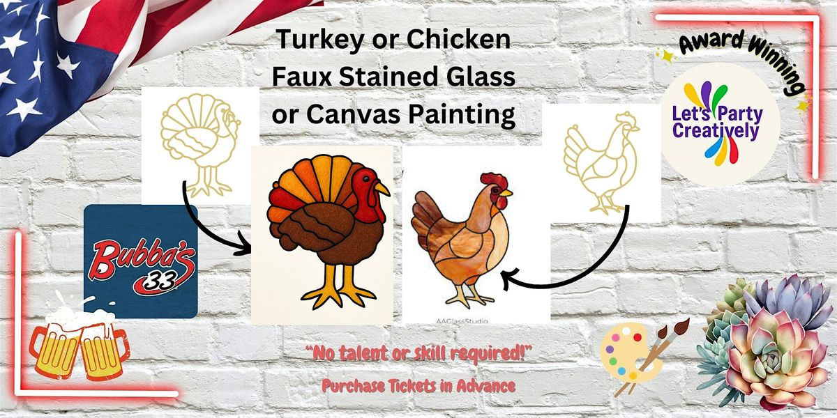 Turkey or Chicken Canvas or Faux Stained Glass