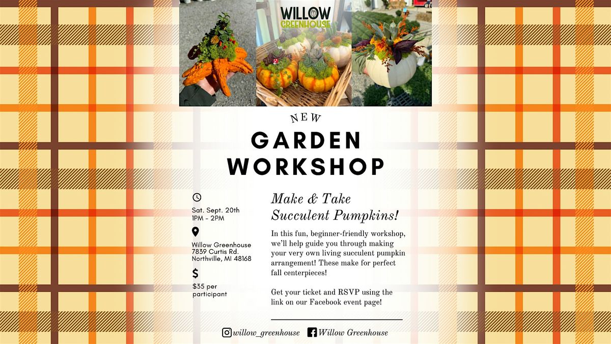 9\/20 Succulent Pumpkin Arrangement Make & Take