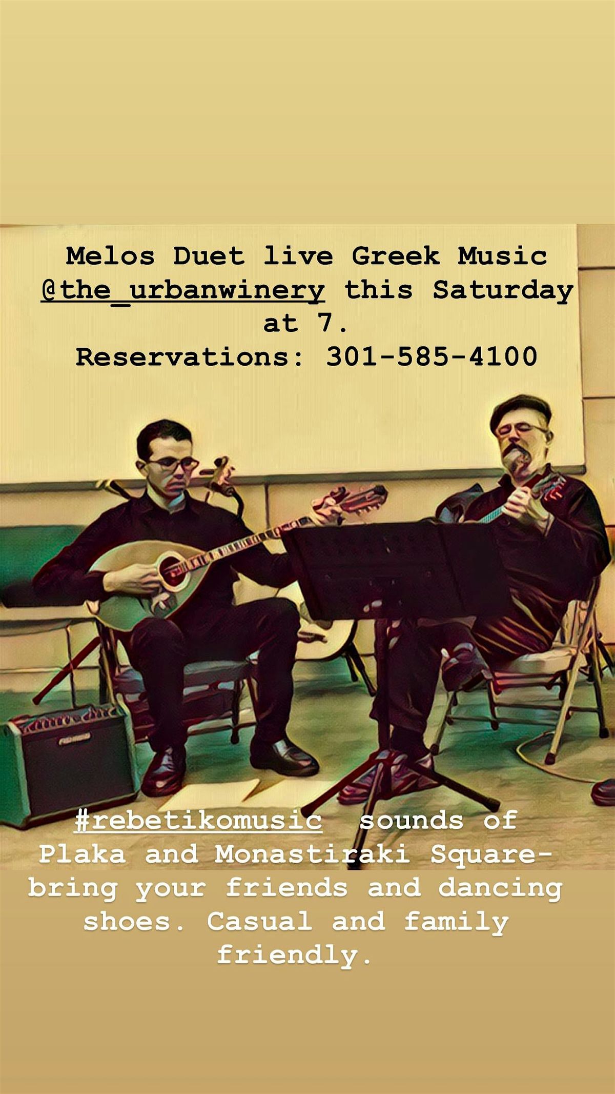 LIVE MUSIC - Greek Night - Melos, Greek Rebetiko Duo