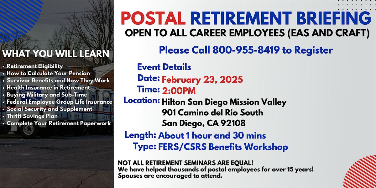 FERS Benefits Seminar San Diego CA - 02\/23\/2025