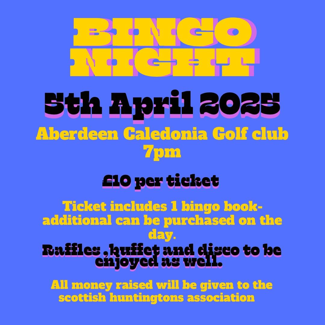 Charity bingo night for the Scottish Huntingtons Association 