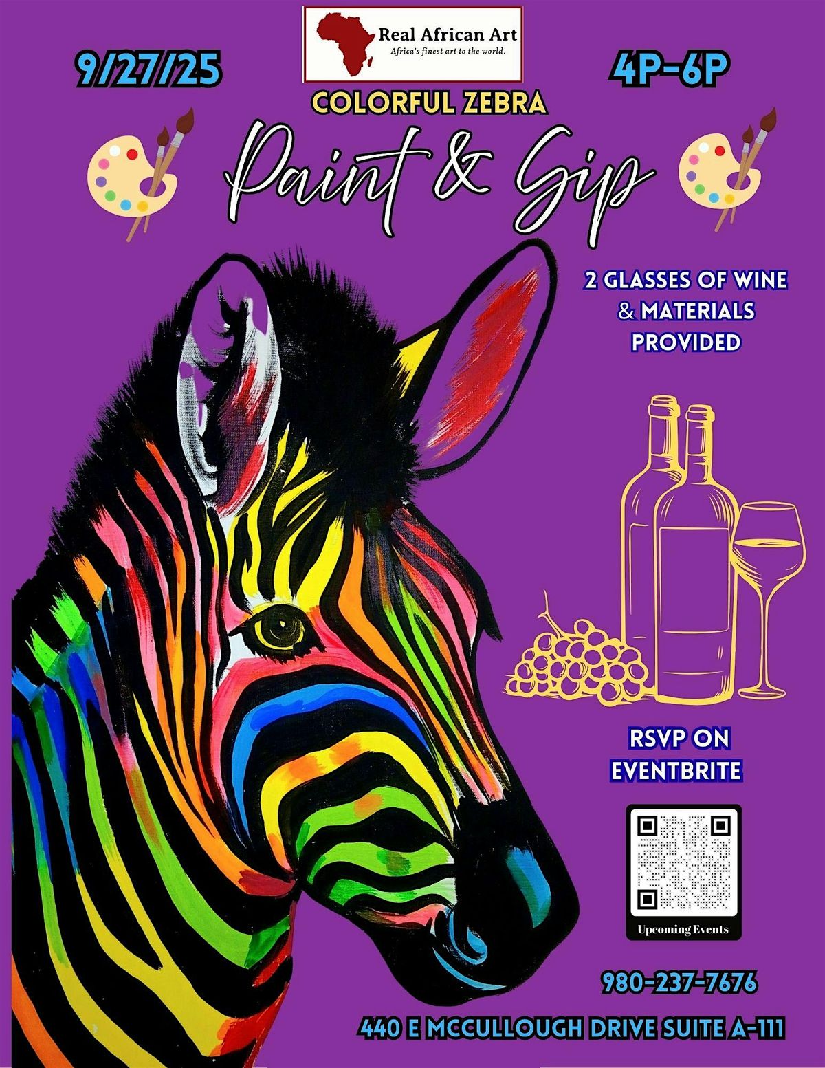 Colorful Zebra Paint & Sip