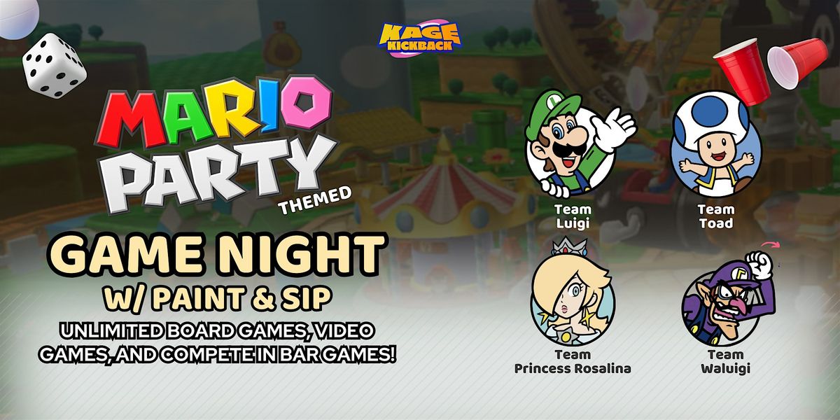 Mario Themed Game Night and Paint & Sip | Board & Video Games, Bar Games
