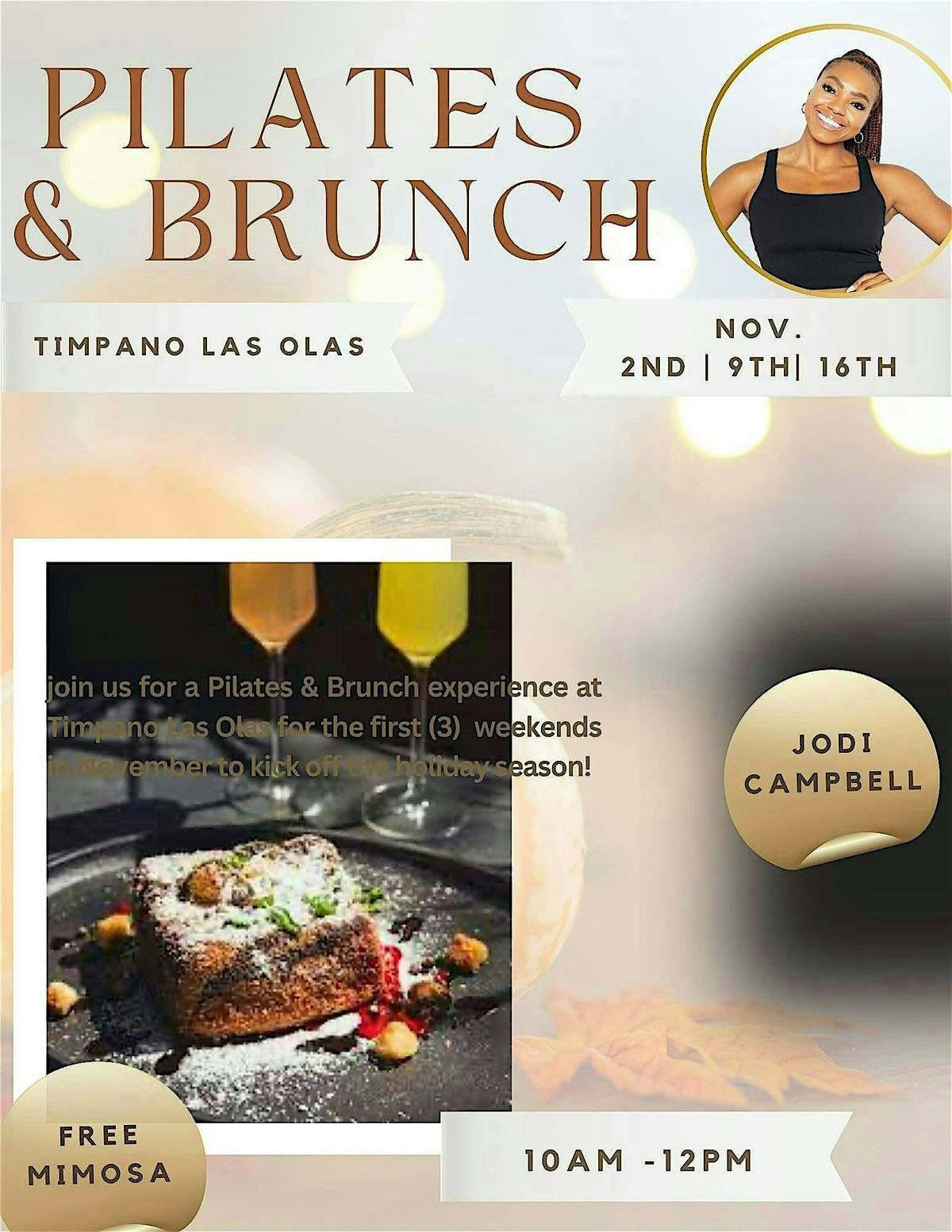 Pilates & Brunch at Timpano Las Olas (NOV 9th)