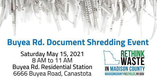 Free Document Shredding Event In Canastota 6666 Buyea Rd Canastota Ny 13032 United States 15 May 2021 Shredding Events Syracuse Ny 2022