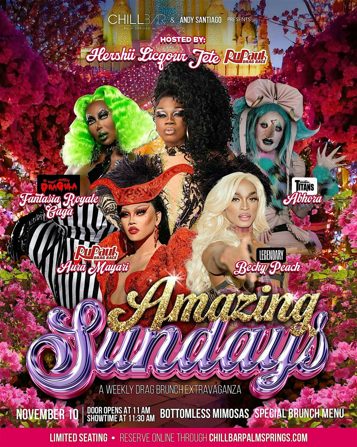 AMAZING SUNDAYS DRAG BRUNCH at CHILL BAR PALM SPRINGS