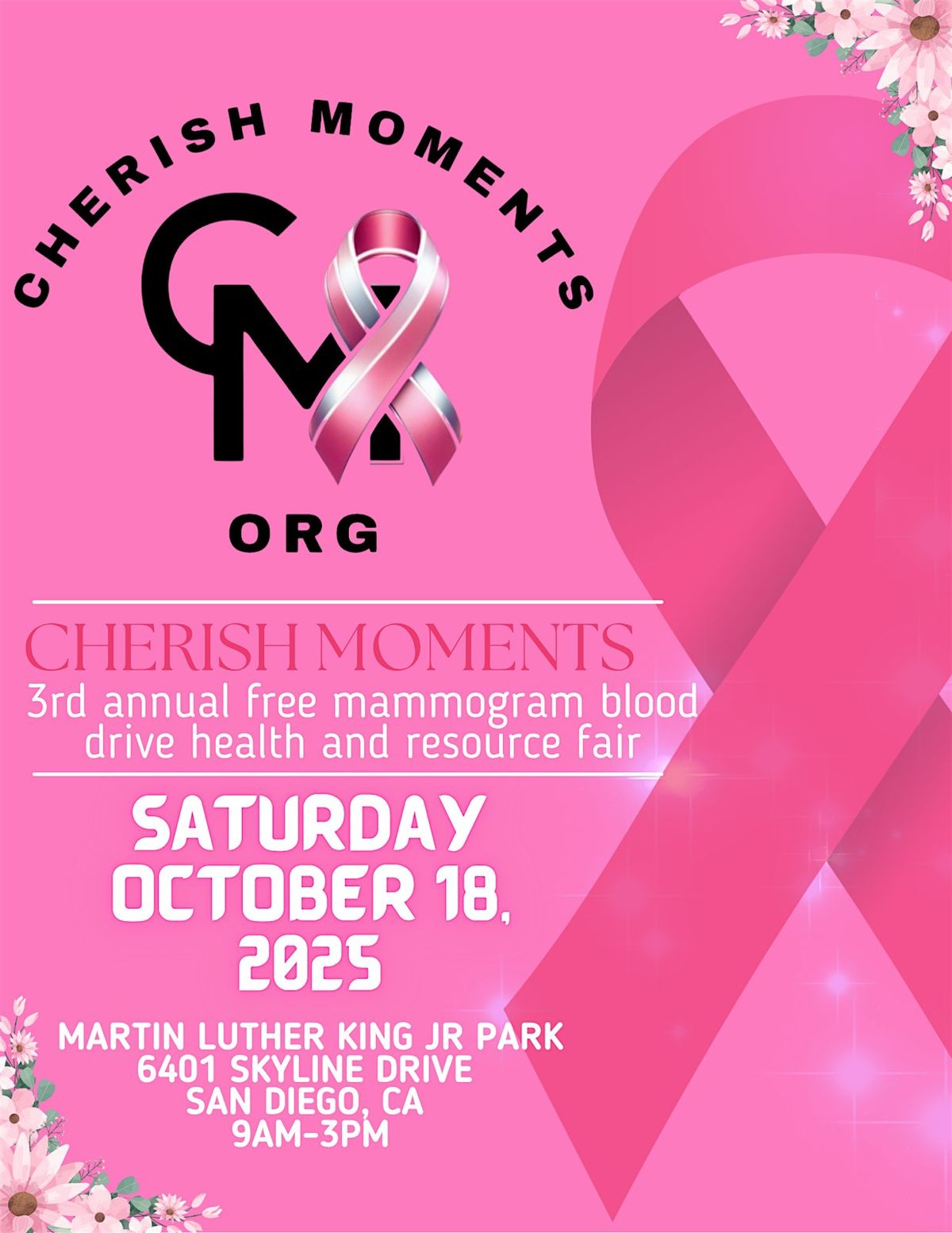 Vendor Sign-Ups for Cherish Moments Free Health Drive and Resource Fair