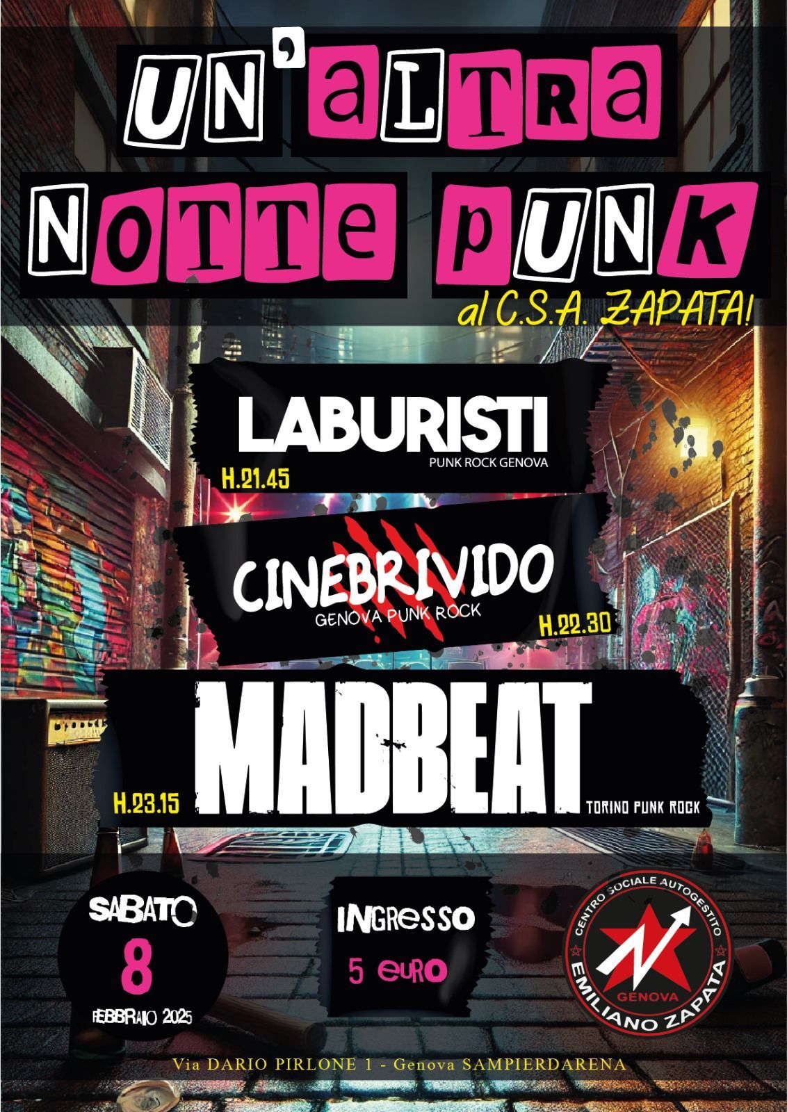 Un'altra notte punk al CSA Zapata | Madbeat+Cinebrivido+Laburisti |