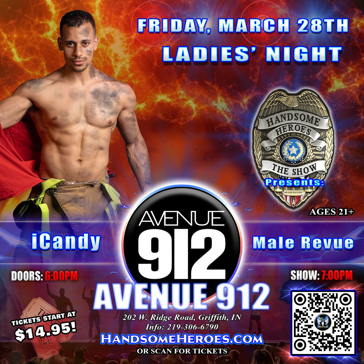 Griffith, IN - Handsome Heroes: iCandy Male Revue @Avenue 912 #BlueBallsMatter