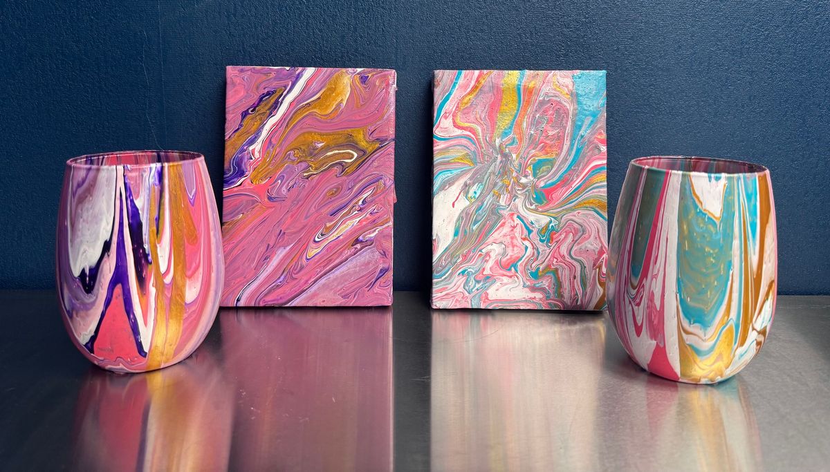 Wine Glass Paint Pouring