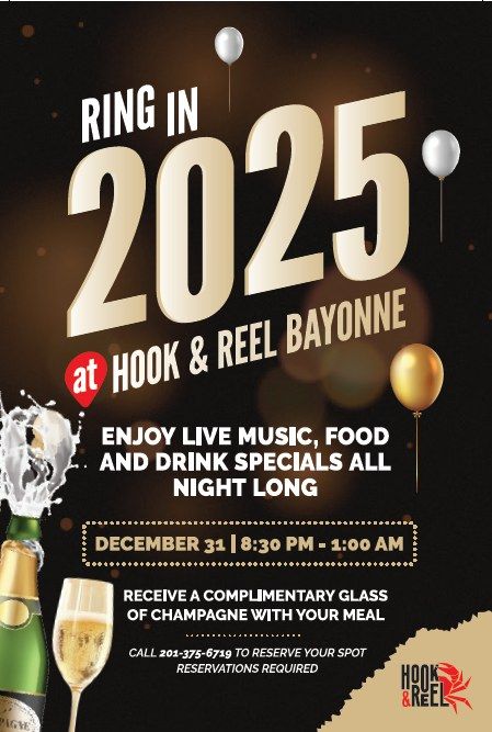 Countdown to 2025 at Hook & Reel Bayonne!