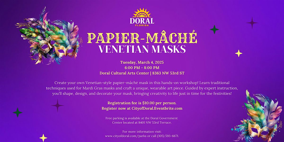 Papier-M\u00e2ch\u00e9 Venetian Mask Workshop