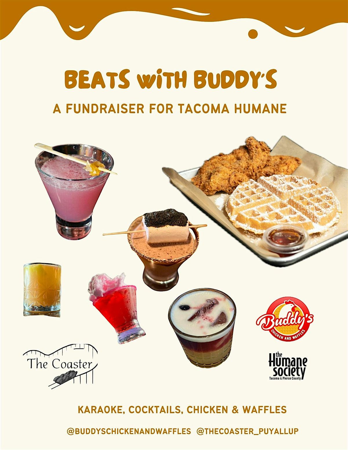 Beats with Buddy's: Karaoke, Cocktails, Chicken & Waffles for Tacoma Humane