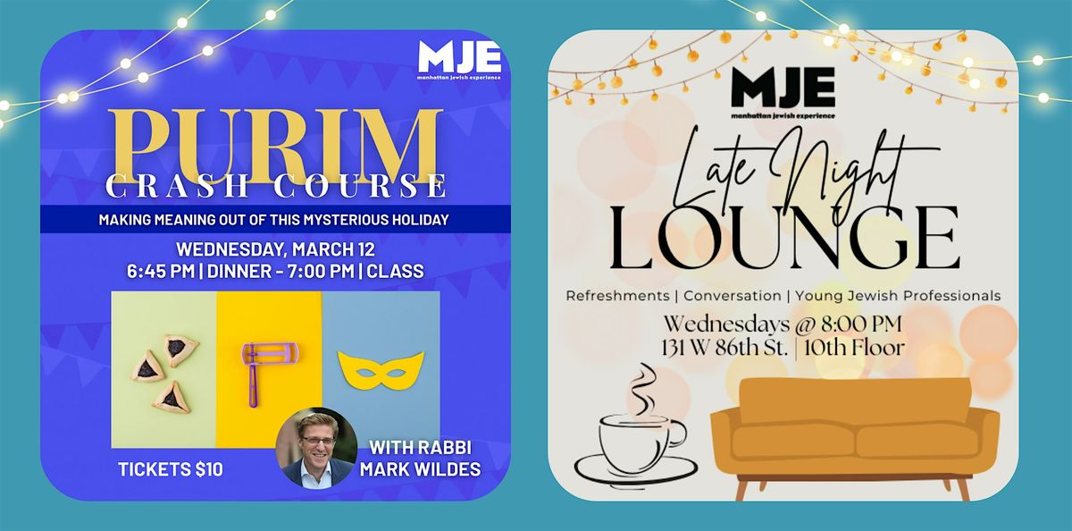 Purim Crash Course w\/Rabbi Mark Wildes | Dinner+Late Night Lounge